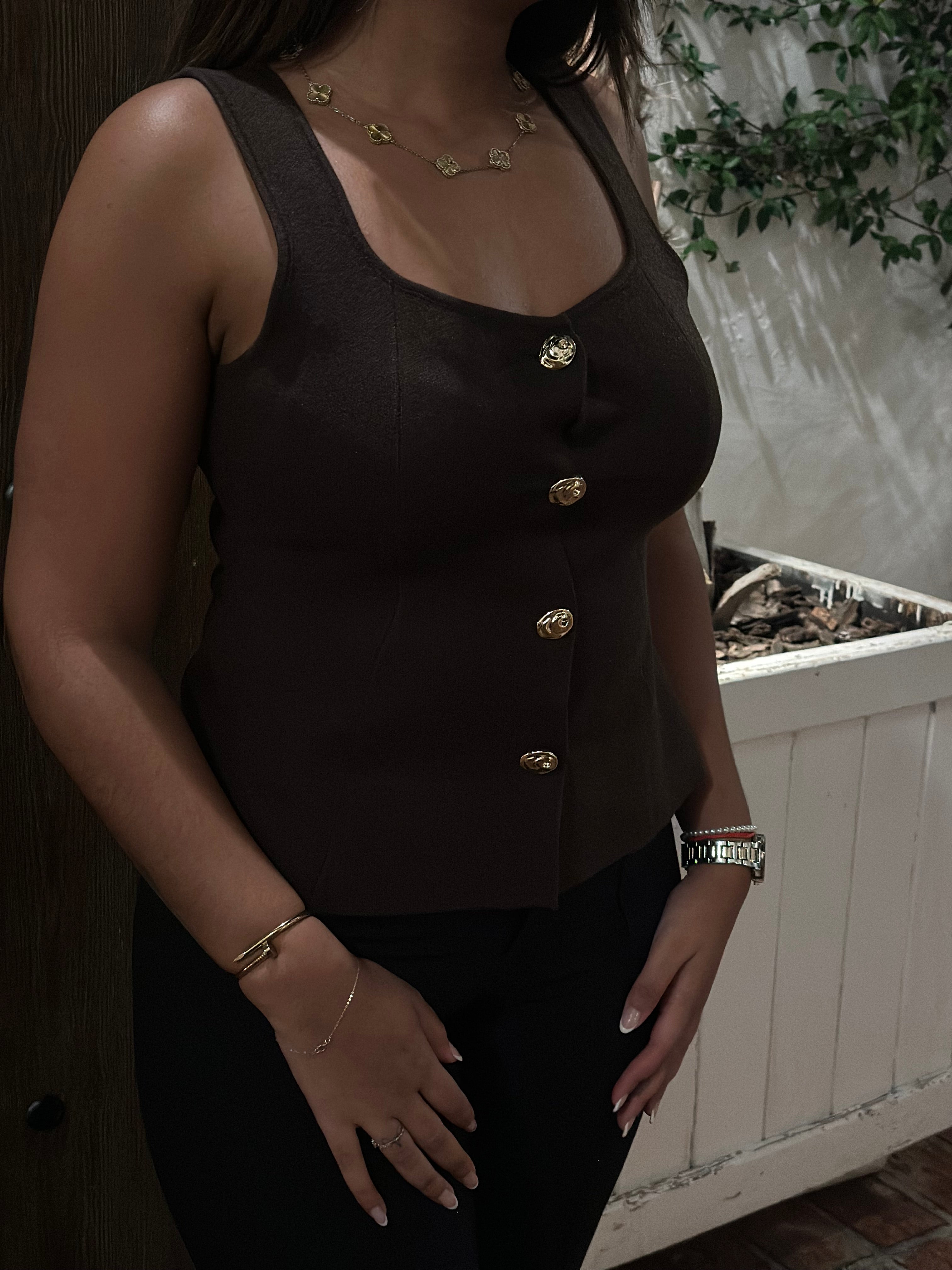 Solène Chocolate Button Top